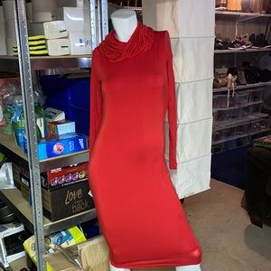 Bodycon cowl neck midi dress